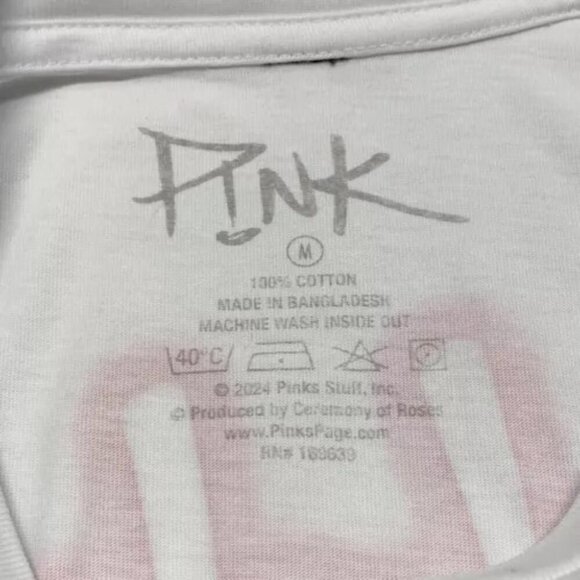 P!nk 2024 Concert Shirt Adult Medium White Short Sleeve T-Shirt Multi Color Logo - Picture 10 of 12